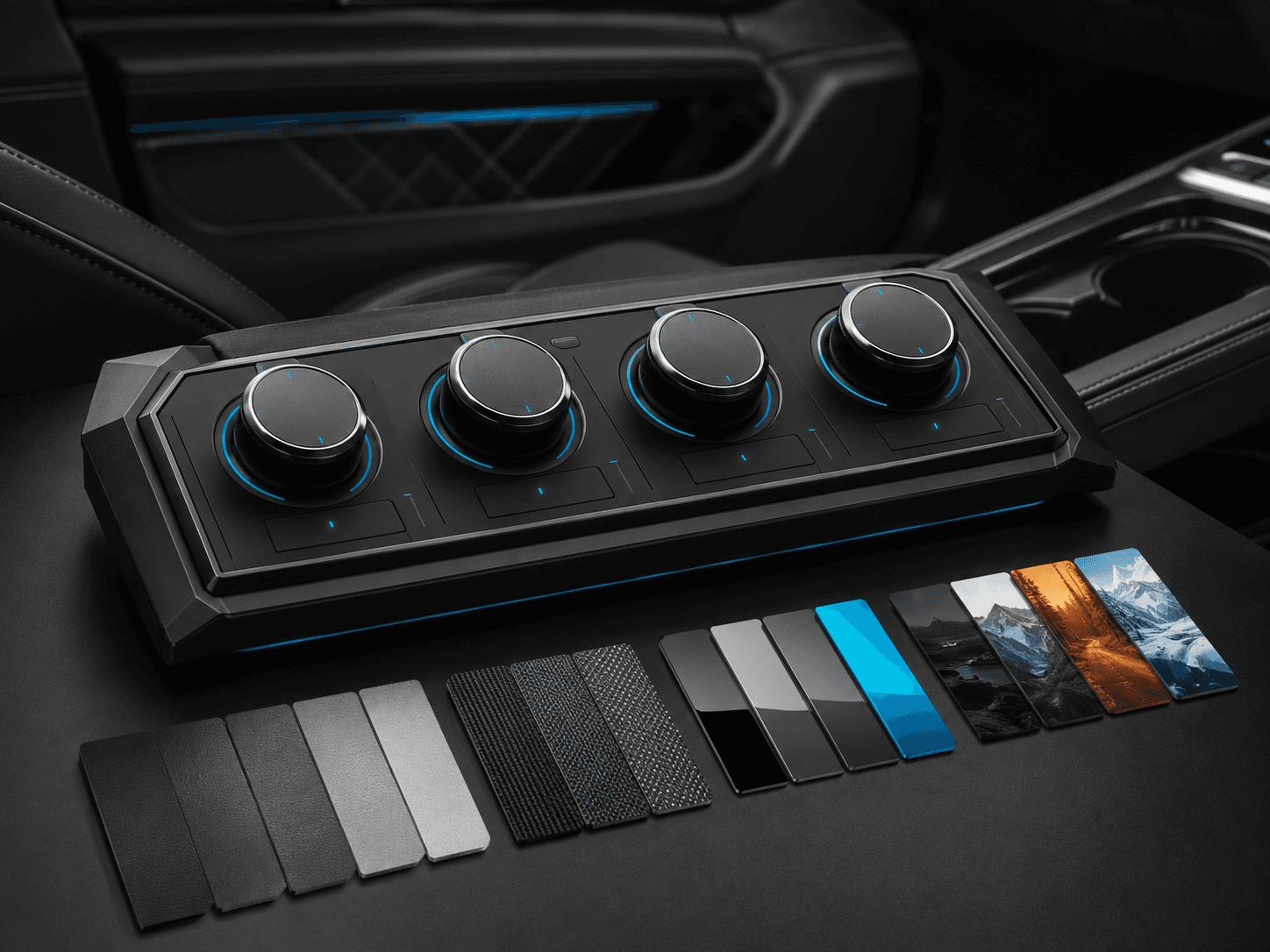 Physical cockpit-style four-stage cabin selection console