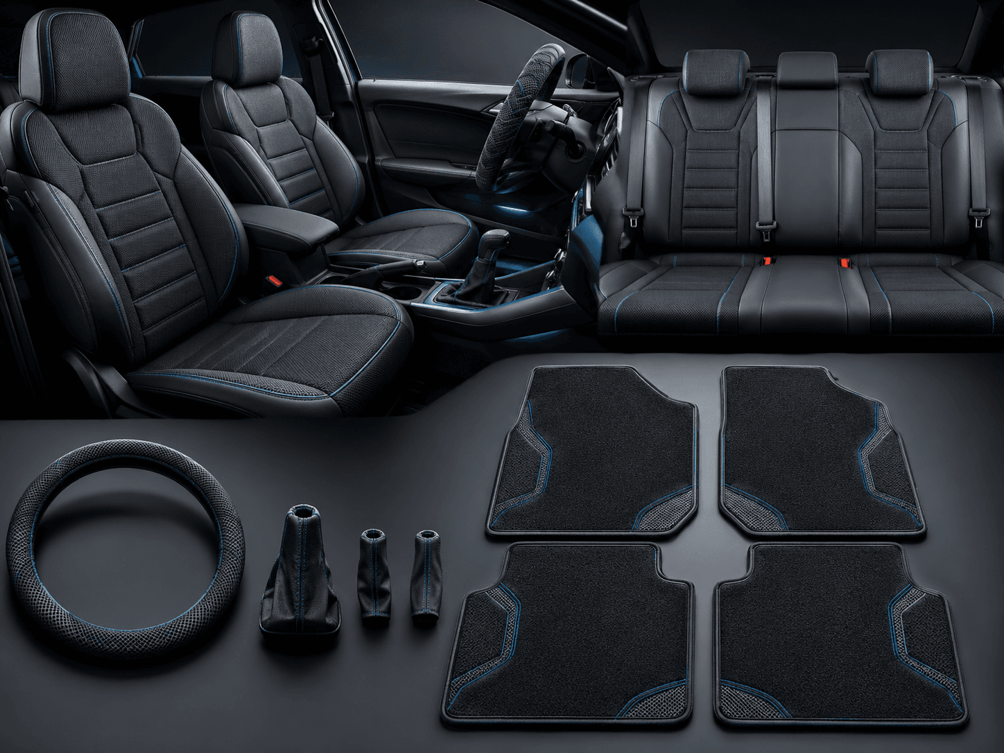 Full Cabin Restyle Set universal cabin accessory kit arranged in a graphite studio